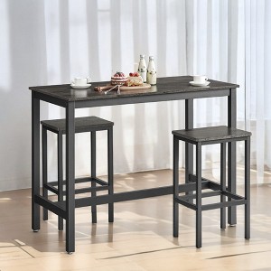 Bar Table Set, Bar Table with 2 Bar Stools, Dining table set, Kitchen Counter with Bar Chairs, Industrial for Kitchen, Living Room, Party Room - 1 of 4