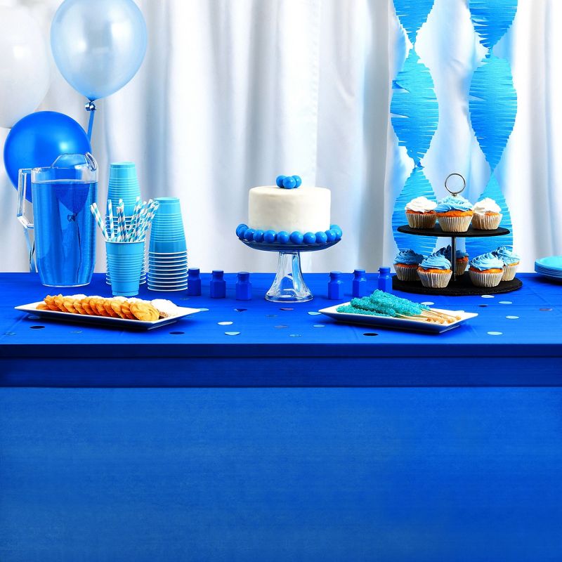 Blue Panda 6 Pack Plastic Royal Blue Tablecloth for Parties, Rectangular Disposable Table Cover for Birthday, Graduation Party Supplies, 54 x 108 In, 2 of 9