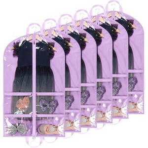 6 Pack 40" Black Dance Garment Bags, Hanging Covers with 4 Zipper Pockets for Competitions - 1 of 4