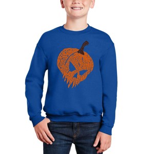LA Pop Art Evil Pumpkin - Boy's Word Art Crewneck Sweatshirt - 1 of 4