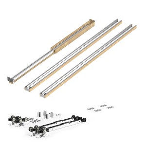 VEVOR Pocket Door Frame Kit, for 48-72 in Wide 80 in High Door, Pocket Door Kit with Two-Way Soft Close Mechanism, Slide Smoothly Quietly, Brown - 1 of 4