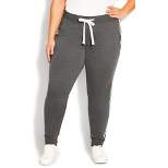 Women's Plus Size Double Stripe Track Pant - gray | AVENUE LEISURE