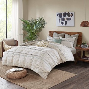 Sapphtopaz Comforter Set Boho Style Striped Printed with Tassels Cotton Comforter 3 Piece 1 Quilt, 2 Pillow Shams - 1 of 4