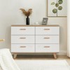 HDZNVF 6 Drawer Dresser Cabinet Barcabinet, Brown and White - 2 of 4