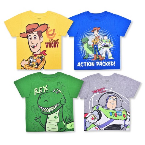 Disney Boy's 4-pack Toy Story Short Sleeve Shirt Set, Yellow Blue ...