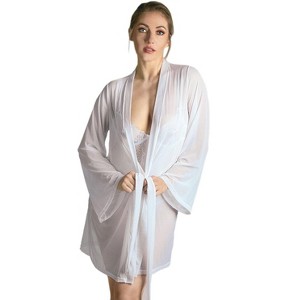 Memoi Women's Mesh Charlotte Robe with Duster-Style Sleeves - 1 of 3