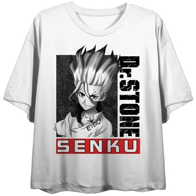 Dr. Stone New World Senku Crew Neck Short Sleeve Women's White T-shirt