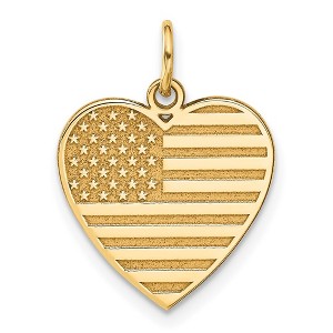 Black Bow Jewelry 14k Yellow Gold 16mm American Flag Heart Charm - 1 of 4