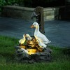 LuxenHome 23" Duck Family Garden Water Foutain with LED Lights, Resin Outdoor Water Feature with Cascading Water Flow Gray - 2 of 4