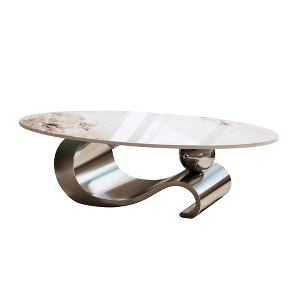Dexmalle Oval Coffee Table with Stainless Steel Base - 1 of 4