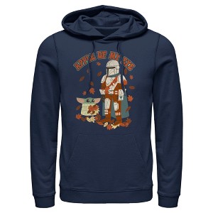 Men's Star Wars: The Mandalorian Grogu and Din Djarin Fall Leaves Apple of my Eye Sweatshirt - 1 of 4