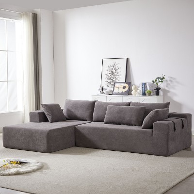 NicBex Couches for Living Room 108" Upholstered Modular L Shape Sectional Sofa Couch Set Free Combination Chenille With 6 Pillows for Bedroom, Grey