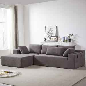108 Modern Chenille Sectional Sofa with 6 Pillows - Right Chaise Configuration" - 1 of 4