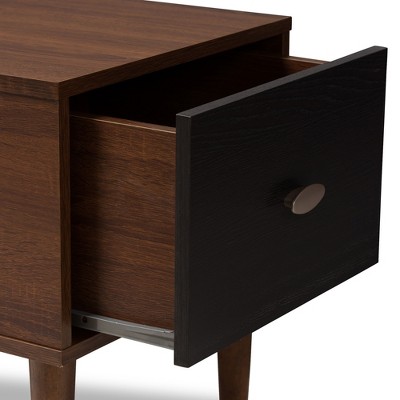 Merrick Mid-Century Modern Oak & Espresso Entryway Storage Bench