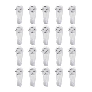 Unique Bargains ABS Non-mark Hook Picture Photo Frame Hangers White 1.97"x0.79"x0.57" 20 Pcs - 1 of 3