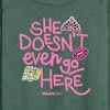 Women's - Mean Girls - She Doesn't Even Go Here Lightweight French Terry Wide Neck Long Sleeve Shirt - 2 of 4