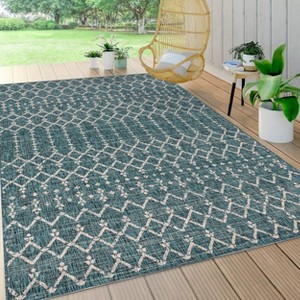 Ourika Moroccan Geometric Textured Weave Indoor/Outdoor Area Rug - JONATHAN Y - 1 of 4