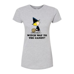Women's - Peanuts - Witch Way To The Candy Fitted Graphic T-Shirt - 1 of 4