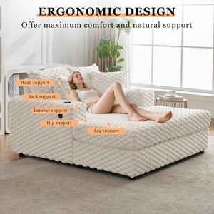 60" Oversized Chaise Lounge - Sofa bed with cup holder, USB/Type-C charging & throw pillows. Plush cozy reading chair for home. - 1 of 4