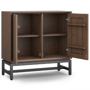 WyndenHall Devlin Low Storage Cabinet Walnut Brown: Modern Lacquered Rubberwood, 2 Adjustable Shelves - 1 of 4