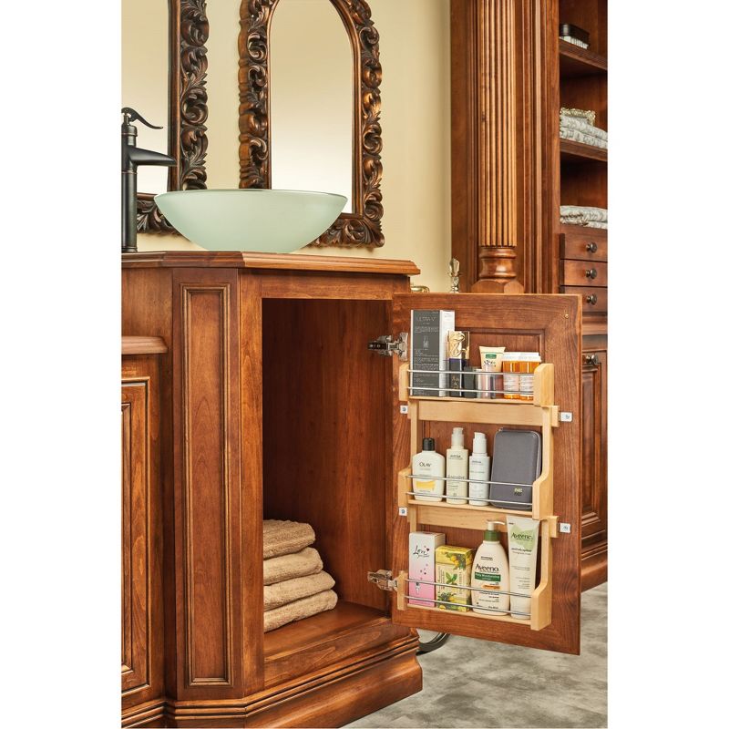 Rev-A-Shelf 4SR-15 Kitchen Cabinet Door Mounted Wooden 3-Shelf Storage Spice Rack with Mounting Hardware, 5 of 7
