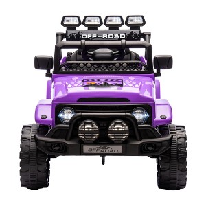 12V Kids Ride on Car with Remote Control, Electric Vehicle with LED Lights, Music, Bluetooth, MP3, 3 Speeds, Spring Suspension - 1 of 4