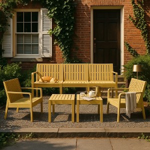 GDFStudio Eleanor Modern Waterproof Polypropylene 5-Piece Patio Seating Set - 1 of 4