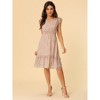 Allegra K Women's Floral Flutter Sleeves V Neck Smocked Ruffle Sundresses - 3 of 4