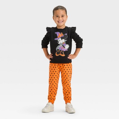 Toddler Girls' Disney Minnie Mouse Halloween Top and Bottom Fleece Set - Black