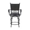 24" Ellie Big and Tall Faux Leather Swivel Seat Counter Height Barstool Black - Powell Company: Metal Frame, 400 lb Capacity - 3 of 4