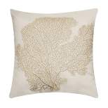 18" x 18" Embroidered Printed Coral Patio Throw Pillow - Edie@Home