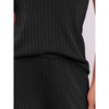 cheibear Women's Ribbed Knit Short Sleeve Round Neck Sweatsuit with Pants 2 Piece Pajama Set - 4 of 4
