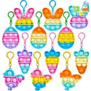 Joyfy 12 Pcs Easter Pop Fidget Toys, Pop Keychain, Fidget Sensory Simple Pop Toy for Kids Easter Basket Stuffers, Easter Party Favors, Classroom Prize - 1 of 4