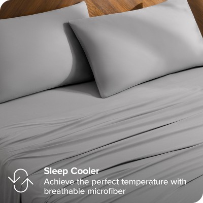 Twin Light Gray Deep Pocket Microfiber Stretch Sheet Set