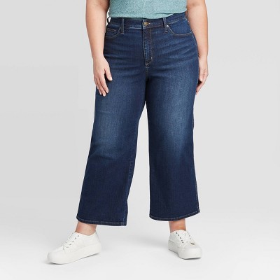 wide leg ankle length jeans