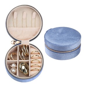 Unique Bargains Travel Gifts Small Portable Plush Velvet Jewelry Organizer - 1 of 4