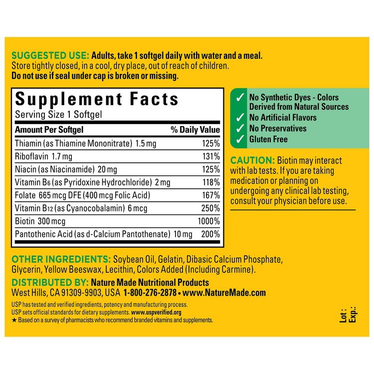 Nature Made Super B Energy Complex Softgels - 60ct, 3 of 10
