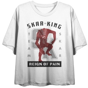 Godzilla Vs. Kong The New Empire Skar-King Reign Of Pain Crew Neck Short Sleeve Women's White Crop Top - 1 of 3