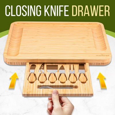 NutriChef Bamboo Cheese Board Serving & Cutting Set