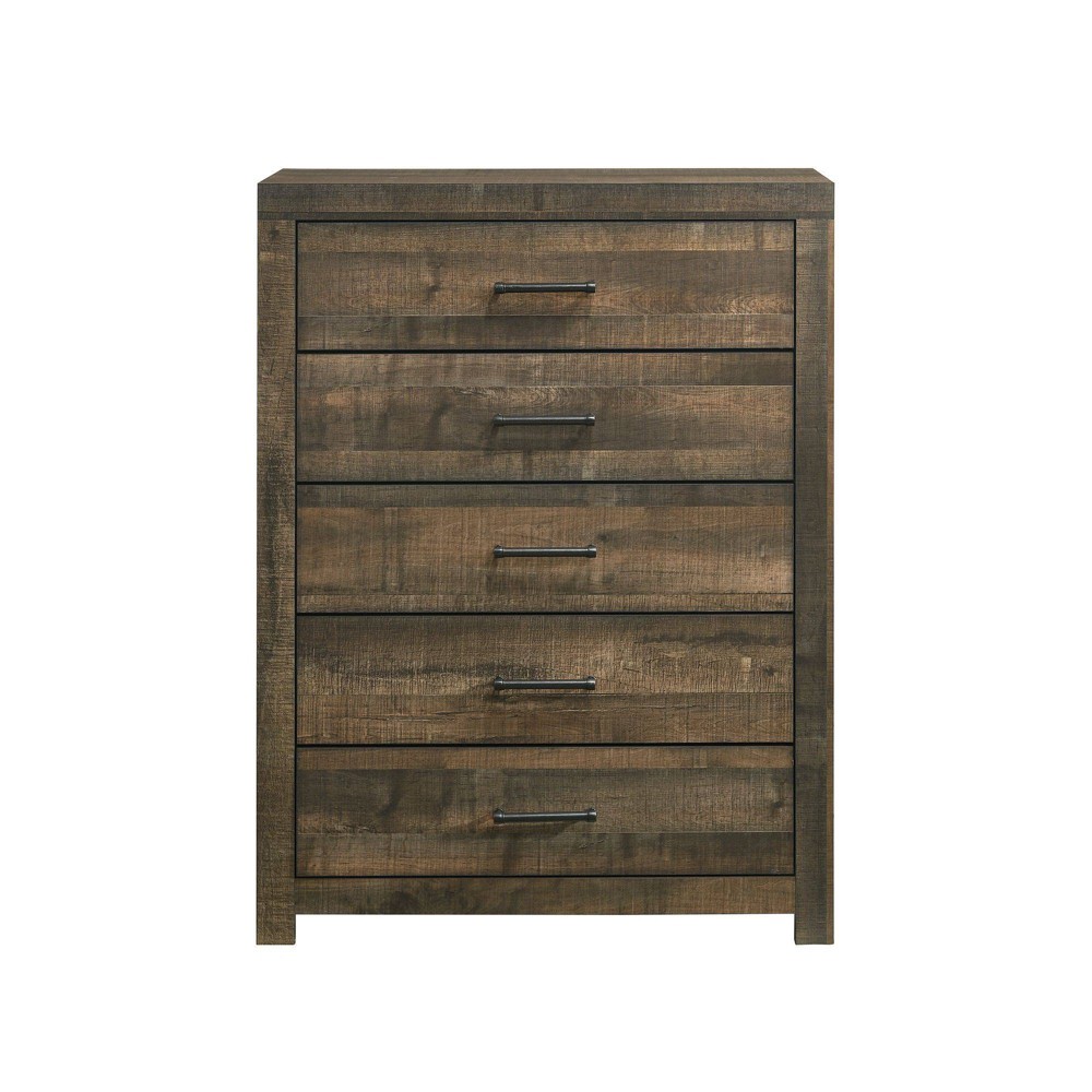 Photos - Dresser / Chests of Drawers Beckett 5 Drawer Chest Walnut - Picket House Furnishings: Vertical Storage, Bronze Hardware, MDF Composite