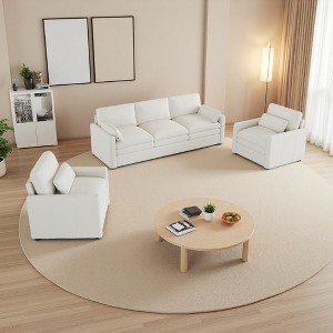 89" Chenille 3-Seater Sofa with Double-Layer Cushion & Detachable Lumbar Pillow - 1 of 4