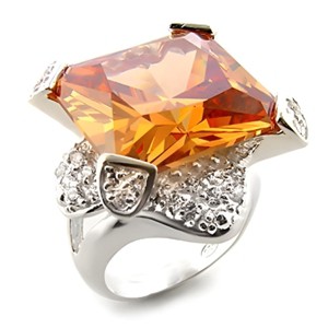 Slickblue Simply Sterling Champagne CZ Ring - Polished Silver, Square Stone, Women's Jewelry, Size 5-12 - 1 of 3