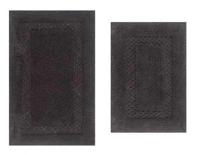 Classy Gray Cotton Tufted 2-Piece Bath Rug Set