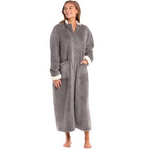 ADR Women's Zip Up Robe Fleece Soft Warm Plush Oversized Zipper Bathrobe - 1 of 4