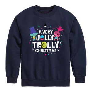 Boys' - Trolls - Jolly Trolly Christmas Branch and Poppy Graphic Long Sleeve Fleece Sweatshirt - 1 of 4