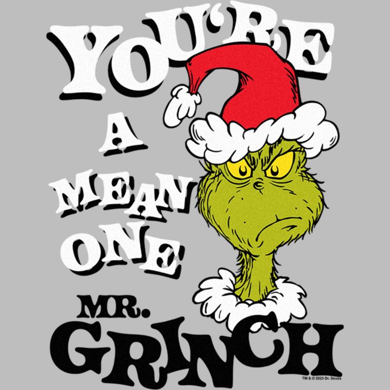 Girl's Dr. Seuss Christmas The Grinch You're a Mean One Portrait T-Shirt, 2 of 6