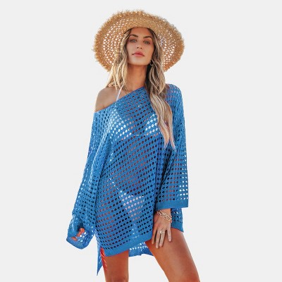 Women's Espresso Brown Open Knit Mini Cover-Up Dress - Cupshe