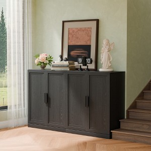 Spassway Storage Cabinet Floor Cabinets with Doors and Adjustable Shelves Wood Shelving Unit for Organizing Pantry Basement  Mudroom - 1 of 4