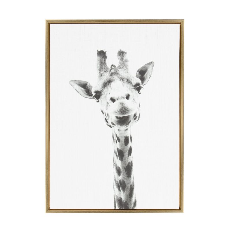 33" x 23" Sylvie Giraffe Animal Print And Portrait By Simon Te Tai Framed Wall Canvas - Kate & Laurel , 1 of 8