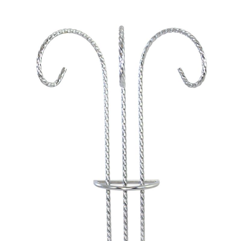 11.25 In Silver 3 Ornament Wall Stand 3 Hooks Flat Back Displayer Decorative Holiday Scene Props, 2 of 4